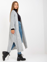 Hurtownia Szary długi ażurowy kardigan oversize OCH BELLA 
