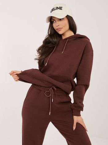 Czekoladowy dwuczęściowy komplet z bluzą z kapturem
