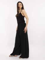 Czarne damskie spodnie palazzo z wiskozy