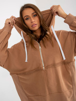 Hurt Camelowy lange Oversize-Hoodie mit Kapuze und Schlitzen.