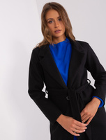 Hurt Czarny płaszcz z wiązanym paskiem OCH BELLA