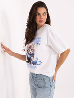 Biało-jasnoniebieski t-shirt z bawełny FRESH MADE 