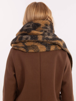 Hurt Camelowo-czarny długi szal damski z frędzlami