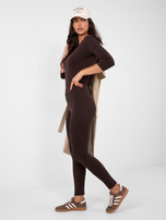 Czekoladowe damskie legginsy z bawełny BASIC FEEL GOOD 