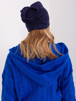 Hurt Granatowa damska czapka zimowa z dżetami