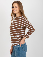 Didmeninė bronzinė-balta medvilninė marškinė BASIC FEEL GOOD