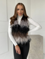 Czarno-szara damska kamizelka futrzana Romi