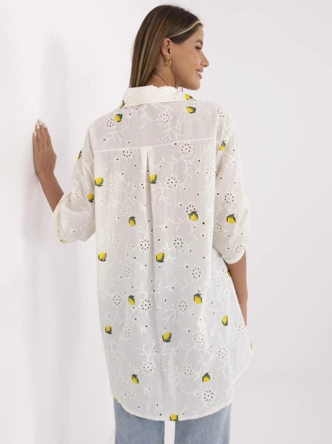 Ecru ażurowa koszula damska w cytryny