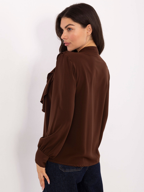 Brązowa rozpinana koszula z żabotem RUE PARIS