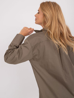 Hurtownia online Khaki długa koszula z kołnierzem