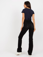 Hurt Granatowy damski t-shirt basic z dekoltem w serek