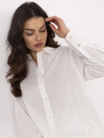 Ecru letni komplet damski z rozpinaną koszulą