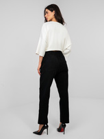 Czarne damskie spodnie paperbag z sztruksu