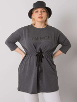 Ciemnoszara melanżowa tunika plus size z wiązaniem Tulsa