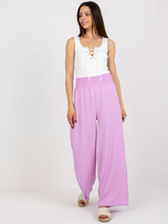 Hurt Jasnofioletowe materiałowe spodnie typu szwedy
