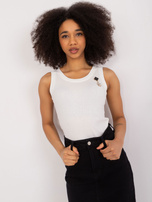 Ecru wholesale ribbed sleeveless top.