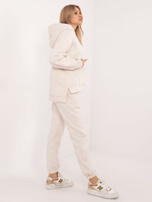 Hurt Jasnobeżowy melanżowy komplet basic ze spodniami