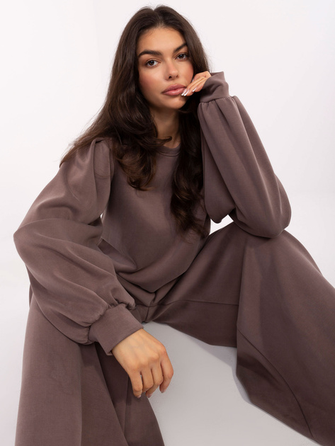 Ciemnobeżowa bluza oversize od kompletu