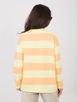 Jasně žluto-oranžová oversized casual mikina v pruzích.