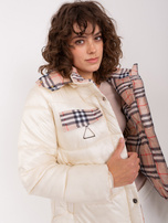 Hurt Jasnobeżowa damska kurtka zimowa z kapturem 