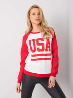 Biało-czerwona bluza z nadrukiem Samantha RUE PARIS