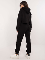 Hurt Czarny damski komplet dresowy z krótką bluzą