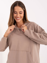 Ciemnobeżowa bluza basic o kroju oversize