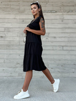 Hurtownia Czarna luźna sukienka z falbaną MAYFLIES