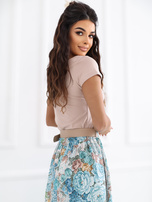 Ciemnobeżowa bluzka basic o dopasowanym kroju RUE PARIS