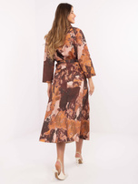 Ciemnozielona-ciemnożółta zamszowa spódnica od kompletu 