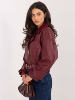 Bordowa kurtka ramonerka z ekoskóry RUE PARIS