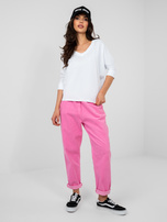 Biała damska bluzka basic z dekoltem V RUE PARIS 