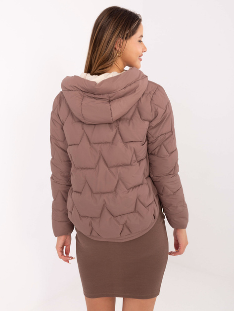 Brązowa damska kurtka ze ściągaczami