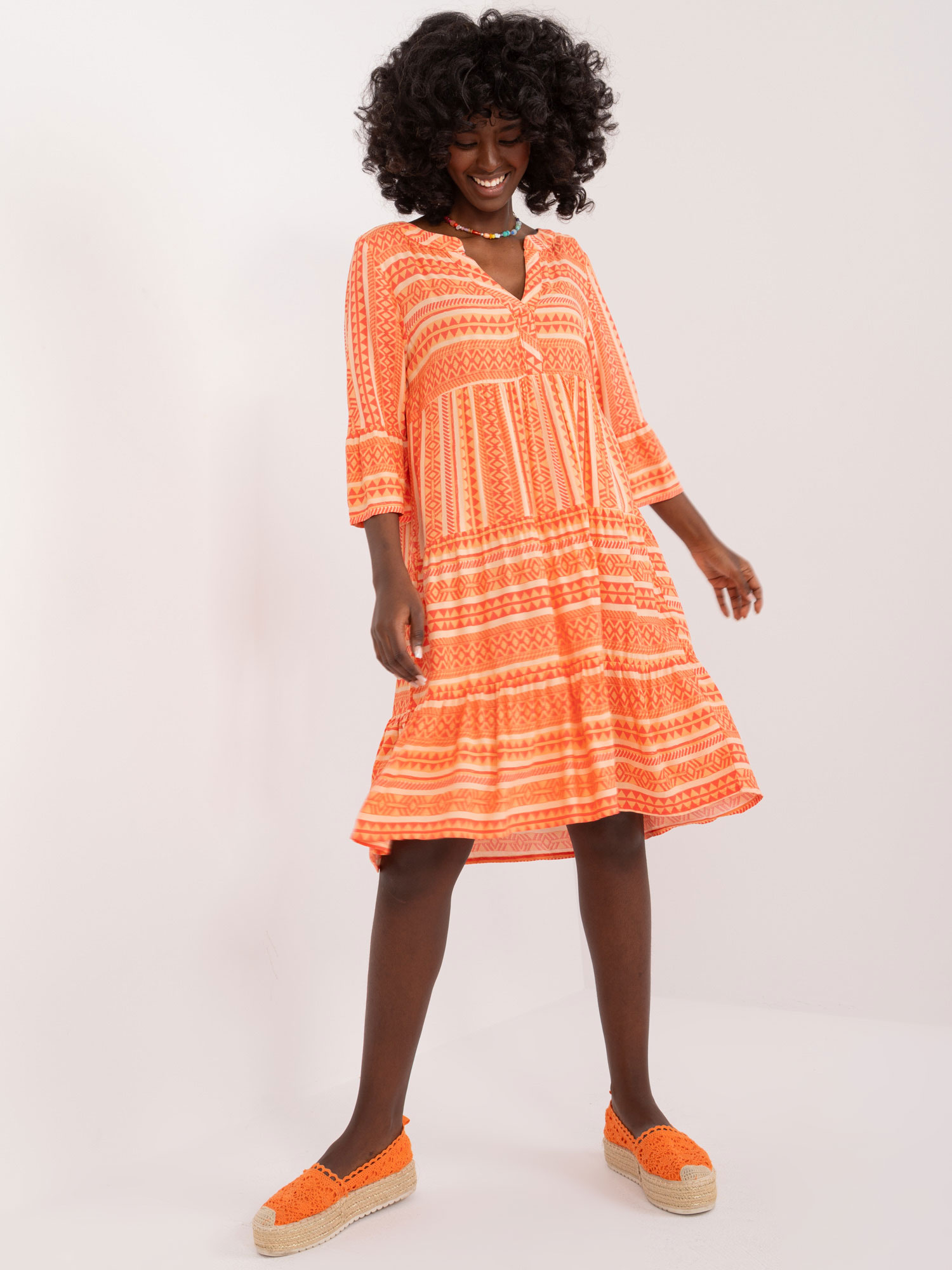 Hurt Orange boho dress with prints SUBLEVEL.
