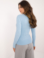 Hurt Jasnoniebieski damski sweter klasyczny we wzory