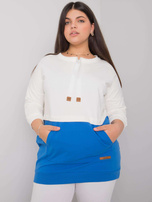 Ecru-niebieska bluza plus size bez kaptura Sira