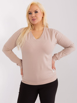 Hurt Beżowa gładka bluzka plus size z bawełny 