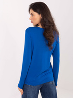 Kobaltowa damska bluzka z długim rękawem