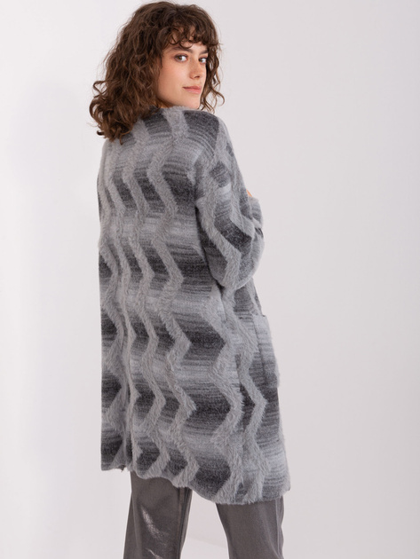 Hurtownia Szary kardigan damski z kieszeniami