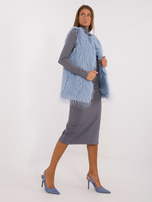 Hurt Szaro-niebieska kamizelka futrzana zapinana na haftki