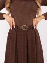 Ciemnobrązowa wizytowa spódnica z dżetami