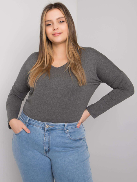 Ciemnoszara melanżowa gładka bluzka plus size Elisa