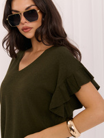 Khaki miękki sweter z domieszką modalu