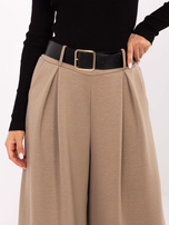 Ciemnobeżowe spodnie palazzo z kieszeniami