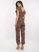 Bordowy kombinezon w tropikalny wzór Casja