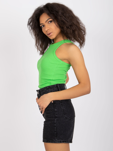 Jasnozielony top prążkowany na szerokich ramiączkach Eston RUE PARIS