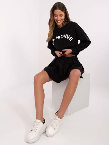 Hurt Czarny komplet ze spódnicą w tenisowym stylu