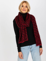 Hurtownia Czarno-czerwony damski szal dzianinowy