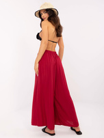Hurt Bordowe zwiewne spodnie z szeroką nogawką OCH BELLA 