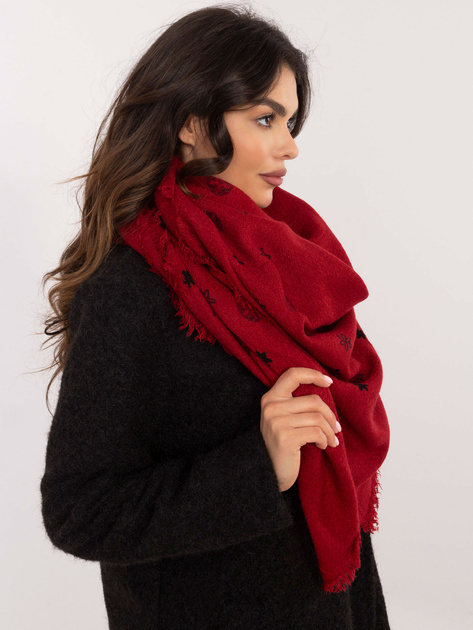 Hurt Ciemnoczerwony damski szal z nadrukiem